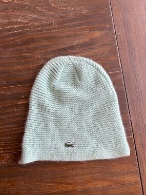 Lacoste Angora Wool Beanie – Pistachio Sage Green Soft Knit, Made in Italy
